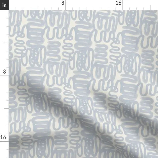 Various Fabrics by the Yard or Fat Quarter Soft Blue Squiggle Abstract Modern Design Small Scale Watercolor Paint Custom Printed Fabric by Spoonflower {2}