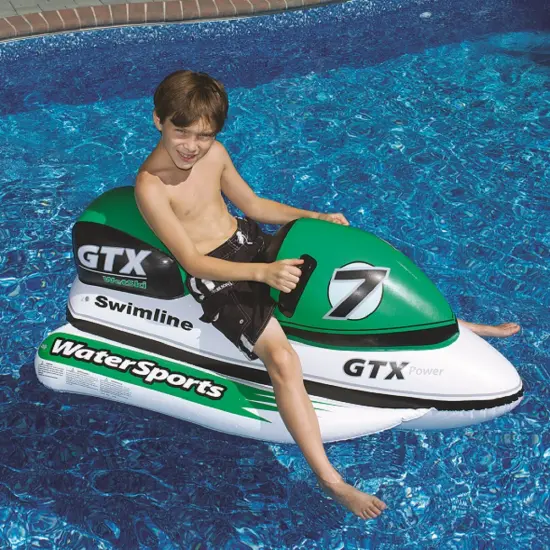 Swim Central 51" Inflatable Green GTX Power Water Bike Swimming Pool Ride on Float White {5}