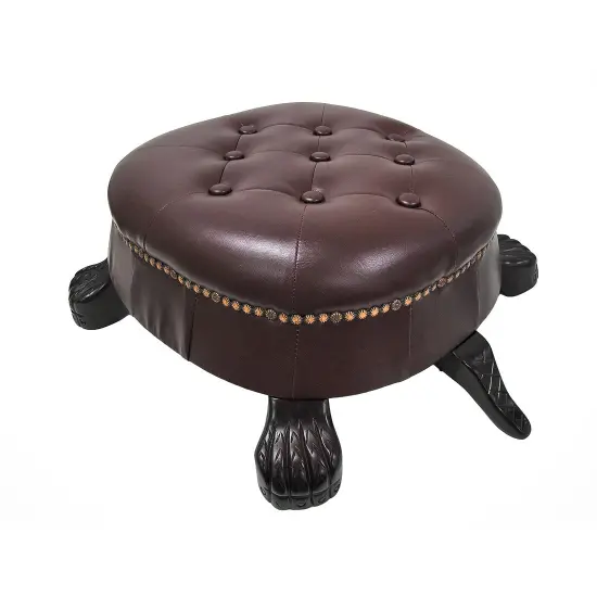 Elegant Walnut Finish Turtle Ottoman Foot Stool {6}
