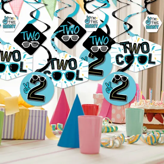 Big Dot of Happiness Two Cool - Boy - Blue 2nd Birthday Party Hanging Decor - Party Decoration Swirls - Set of 40 {3}