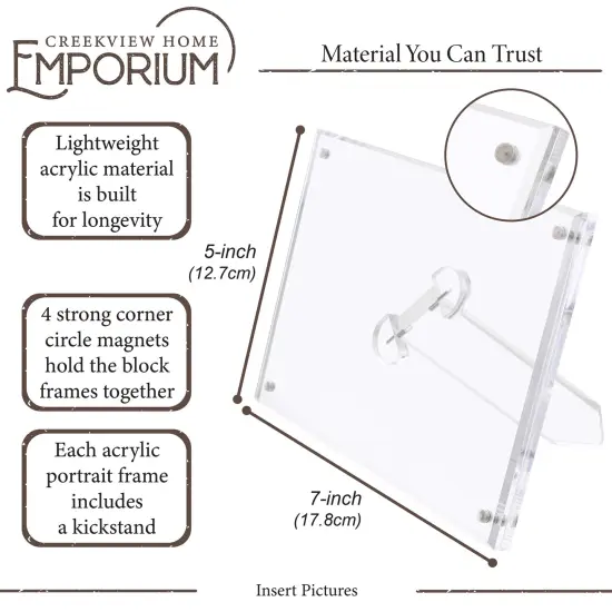 Creekview Home Emporium 5x7in Sturdy Clear Magnetic Acrylic Picture Frames {2}