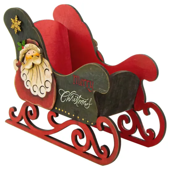 Northlight Santa Claus "Merry Christmas" Sleigh Decoration - 11.5" Red {1}