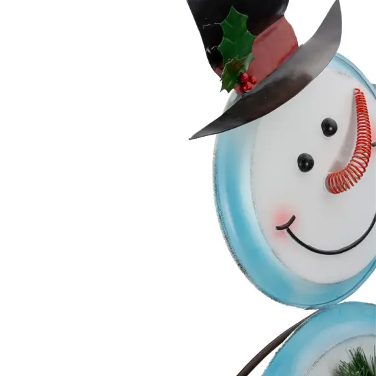 Northlight Metal Snowman with Wreath Christmas Decoration - 36" - White and Blue {4}