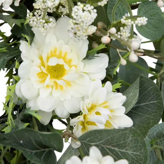 Northlight Fern and Eucalyptus Floral Spring Wreath - 24" White {6}