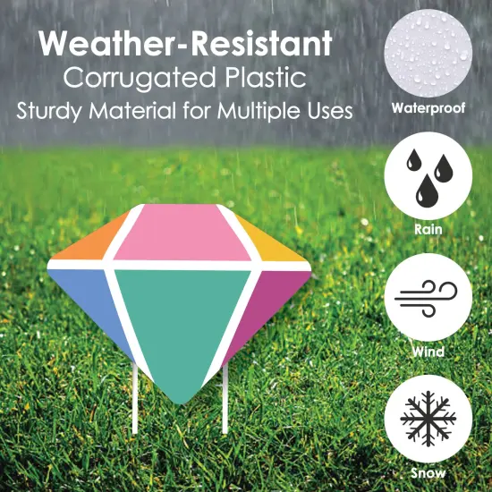 Big Dot of Happiness Just Engaged - Colorful - Diamond Ring Lawn Decorations - Outdoor Engagement Party Yard Decorations - 10 Piece {4}