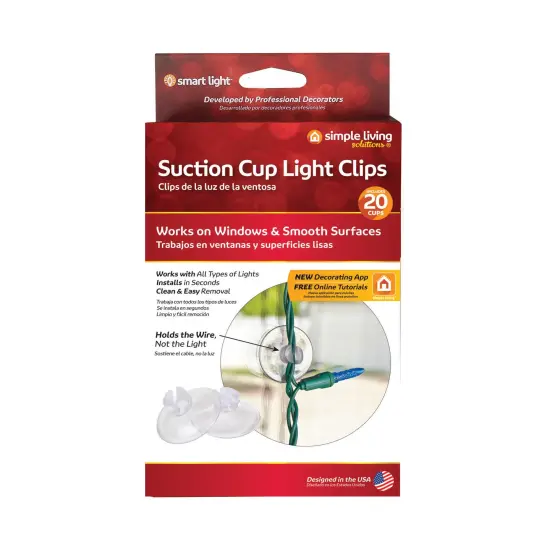 Simple Living Set of 20 Clear Suction Cup Christmas Light Clips - 1.5" {6}