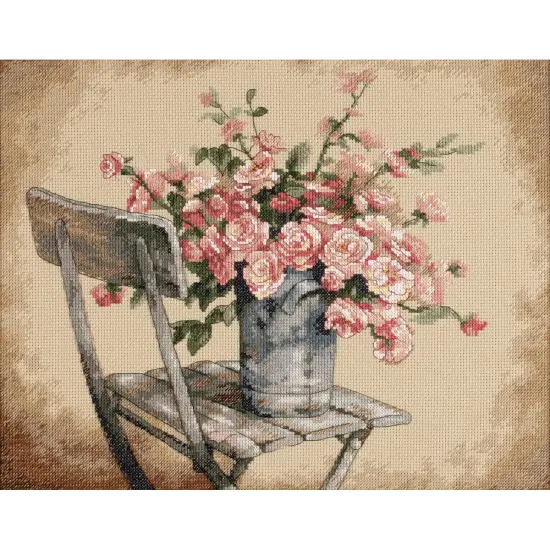 Dimensions Counted Cross Stitch Kit 14"X11"-Roses On White Chair {3}