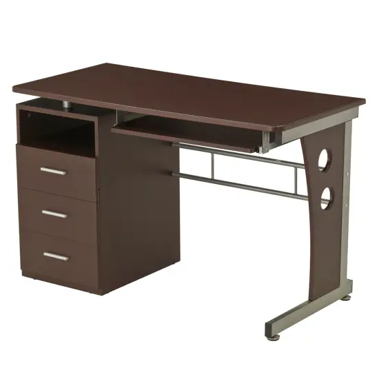 Techni Office Solutions 47.5" Chocolate Brown Computer Desk with Ample Storage {1}