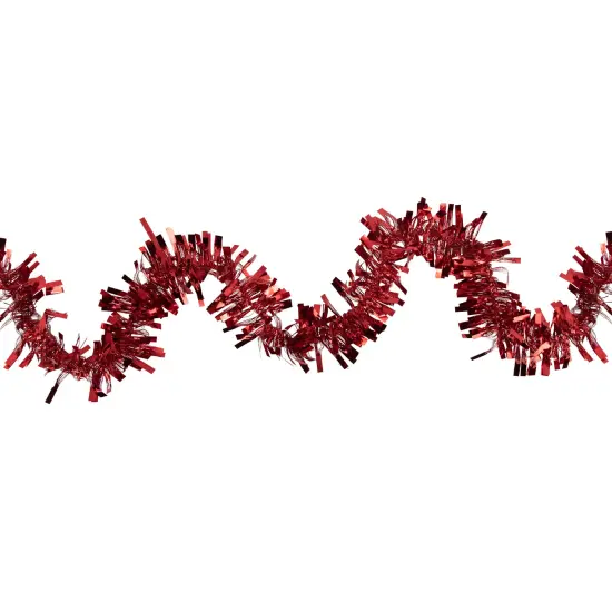 Northlight Boa Wide Cut Tinsel Commercial Christmas Garland - 50' x 3" - Red - Unlit {1}