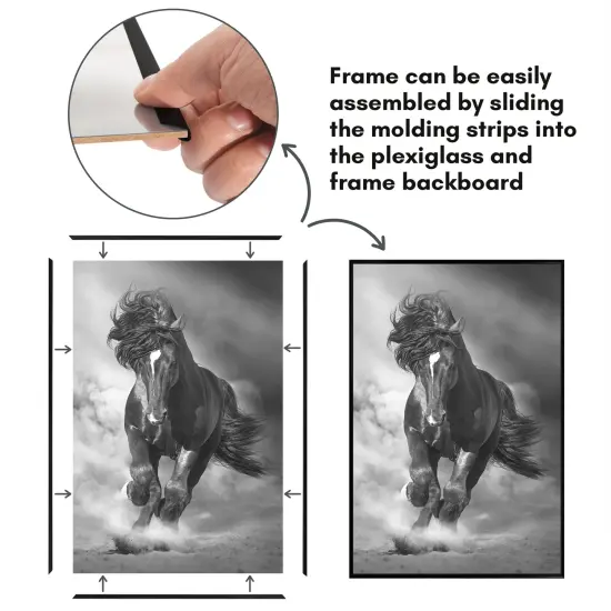 Americanflat Snap-In Picture Frame in Black - Set of 3 - Poster Frame with Slimline Molding, Plexiglass Cover, and Hanging Hardware - Black {4}