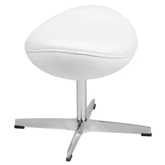 Merrick Lane Olwen Saddle Wing Ottoman Modern Footrest with Metal Base White LeatherSoft {4}