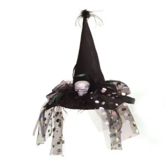 Melrose 22" Black and White Glitter Halloween Witch Hat Tabletop Decor {3}