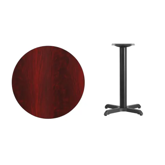 Emma and Oliver 30" Round Laminate Table Top with 22"x22" Table Height Base Walnut {6}