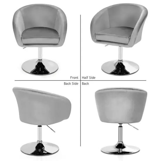 Height Adjustable and Swivel Makeup Accent Chair with Round Back and Metal Base Grey {4}
