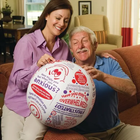 S&S Worldwide Toss N Talk About Emotions Ball. Beach Ball Style Ball. Inflates to 16" Diameter. Printed with Instructions or Questions to Encourage Discussions About Emotions for Tweens to Seniors, {4}