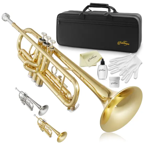Ashthorpe Standard Bb Trumpet - Includes Case, Mouthpiece, Gloves, Cleaning Cloth, Valve Oil {7}