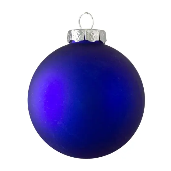 Northlight 2-Finish Glass Christmas Ball Ornaments - 4" (100mm) - Royal Blue - 4ct {4}