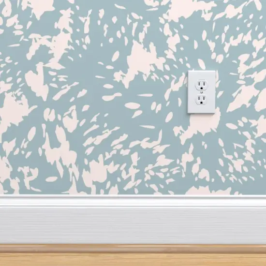 Peel & Stick Wallpaper 2FT Wide Duck Egg Blue Abstract Jungle Aqua Cream Modern Custom Removable Wallpaper by Spoonflower {4}