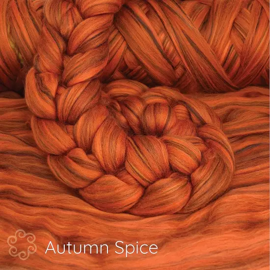 100% Superfine Merino Fiber: Winner's Circle. Soft Combed Top Roving Color Blend for Spinning, Felting, Weaving Autumn Spice {3}