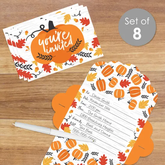 Big Dot of Happiness Fall Pumpkin - Fill-In Cards - Halloween or Thanksgiving Party Fold and Send Invitations - Set of 8 {3}