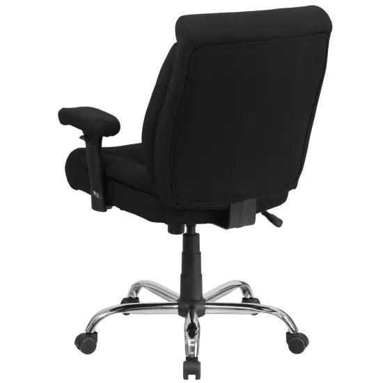 Emma and Oliver 400 lb. Big & Tall Mid-Back Deep Tufted Ergonomic Task Office Chair & Arms Black Fabric {4}