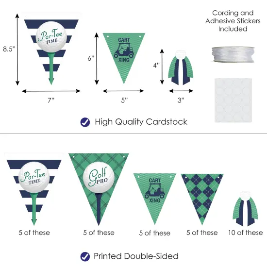 Big Dot of Happiness Par-Tee Time - Golf - DIY Birthday or Retirement Party Pennant Garland Decoration - Triangle Banner - 30 Pieces {4}