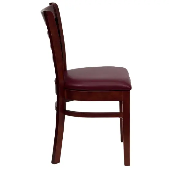 Emma and Oliver 2 Pack Ladder Back Wooden Restaurant Chair BlackVinyl/Cherry {9}