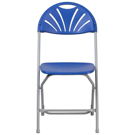 Emma and Oliver 8 Pack Wedding/Event Stackable Fan Back Plastic Folding Chair Blue {3}