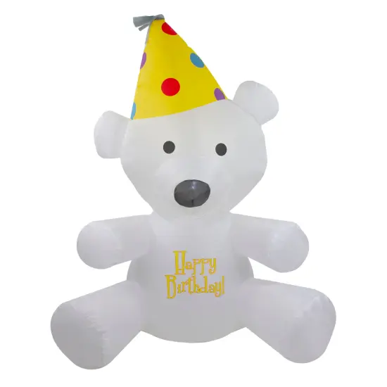 Northlight LED Lighted Inflatable Happy Birthday Bear Outdoor Decoration - 4' White {1}