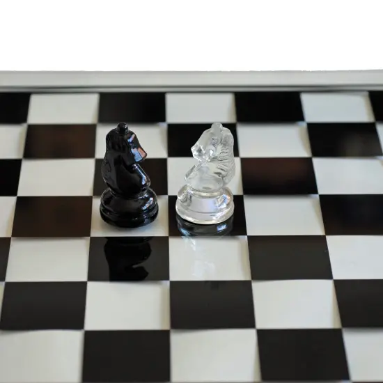 WE Games Black and Clear Glass Chess Set, 13.75 in. Board, 3 in. King {2}