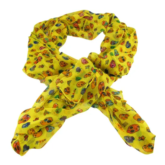 Lightweight Gauze Adorable Skulls and Hearts Fashion Scarf {4}
