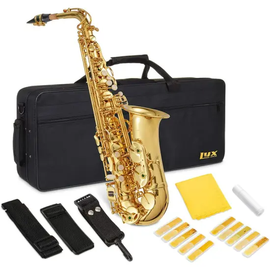 LyxJam Alto Saxophone, E Flat Brass Alto Sax Beginners Kit Antique Bronze {7}