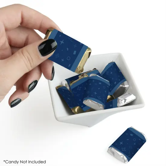 Big Dot of Happiness Navy Confetti Stars - Mini Candy Bar Wrapper Stickers - Simple Party Small Favors - 40 Count {3}