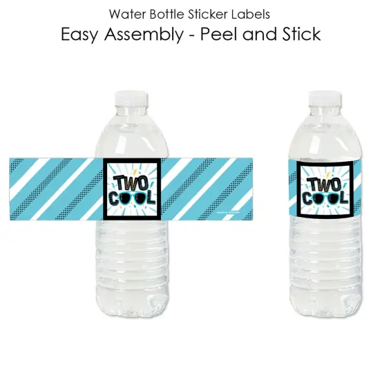 Big Dot of Happiness Two Cool - Boy - Blue 2nd Birthday Party Water Bottle Sticker Labels - Set of 20 {3}