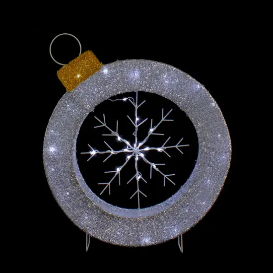 Northlight LED Lighted Silver Tinsel Ornament with Snowflake Outdoor Christmas Decoration - 21.5" {4}