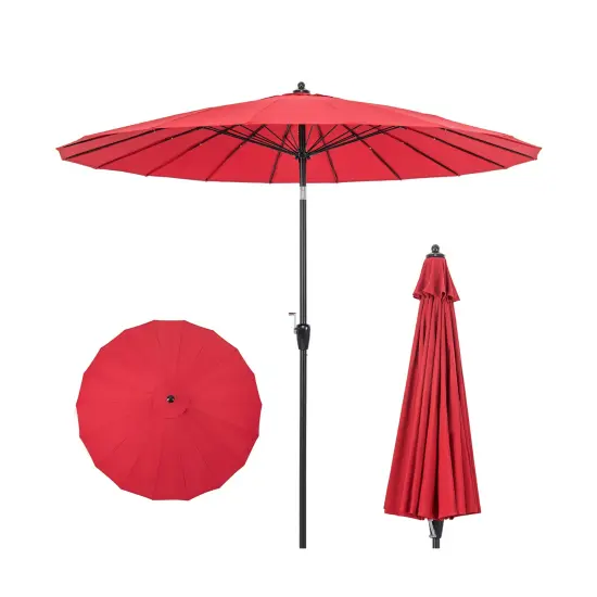 9 Feet Round Patio Umbrella With 18 Fiberglass Ribs Wine {3}