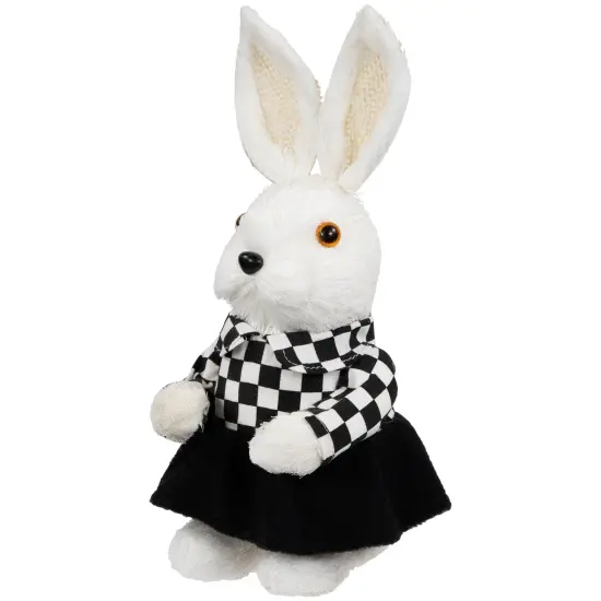 Northlight Girl Easter Rabbit Figurine in Checkered Dress -10" Black {6}