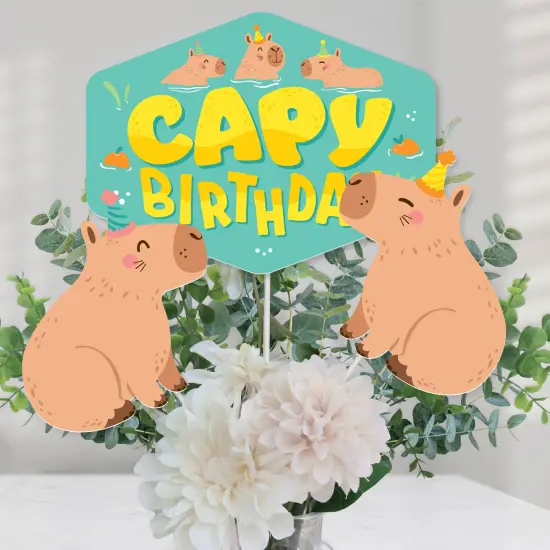 Big Dot of Happiness Capy Birthday - Capybara Party Centerpiece Sticks - Table Toppers - Set of 15 {3}