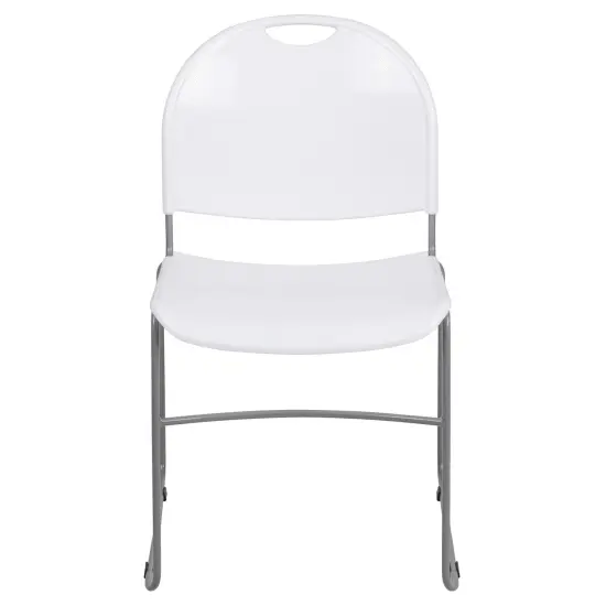 Emma and Oliver Ultra-Compact School Stack Chair - Office Guest Chair/Student Chair WhitePlastic/Silver {3}
