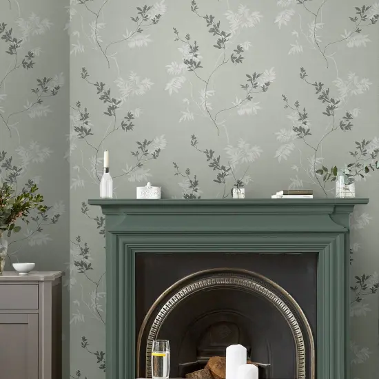 Laura Ashley Mari Mineral Green Wallpaper {1}