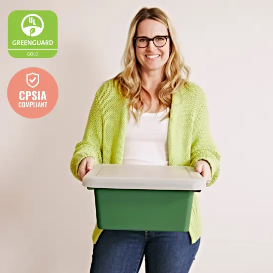 Square Bin with Lid, Storage Containers, 2-Pack Hunter Green {6}