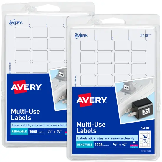 Avery Removable Labels, 1/2" x 3/4", 2016 Labels, (2 Pack of 5418) {1}