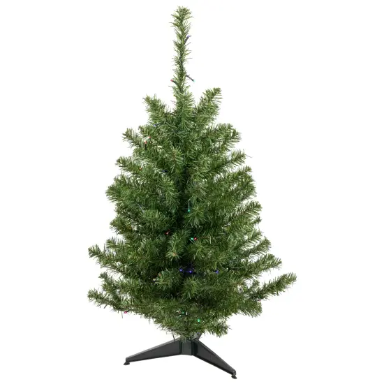 Northlight 3' Pre-Lit LED Medium Canadian Pine Artificial Christmas Tree - Multicolor Lights Green {3}
