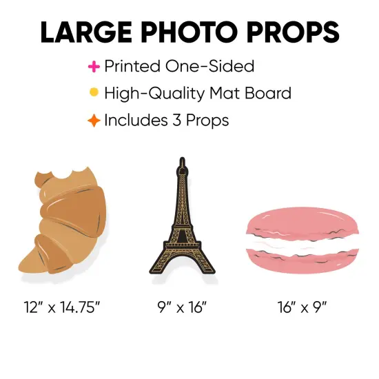 Big Dot of Happiness Stars Over Paris - Eiffel Tower, Macaroon and Croissant Decorations - Parisian Themed Party Large Photo Props - 3 Pc {4}