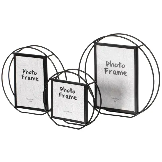 Modern Circle Shape Black Metal Decor Photo Frame for Tabletop Display {5}