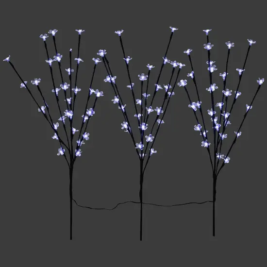 Northlight Pre-Lit Cherry Blossom Artificial Tree Branches - 2.5' - Pure White LED Lights - Set of 3 Black {4}