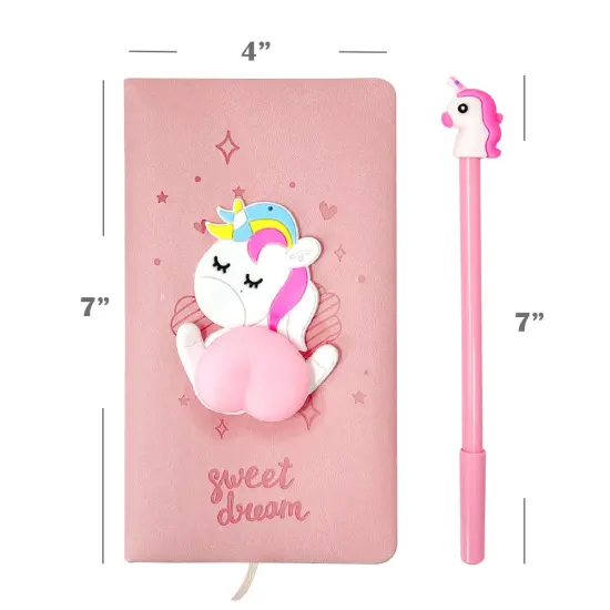 Wrapables Cute Notebook Gel Pen Set, Diary Journal Gift Set Unicorn Butt {2}