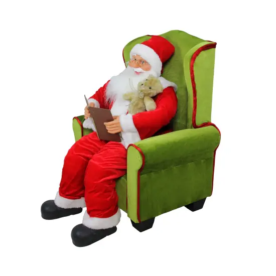 Northlight 32" Santa Claus Sitting in Green Arm Chair Christmas Figure Red {3}