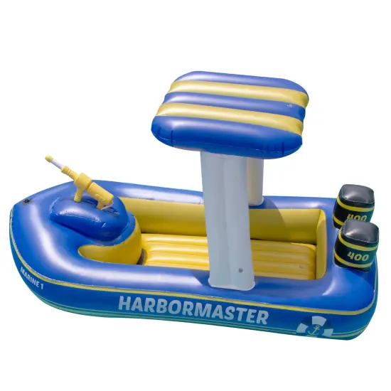 Swimline Harbor Master Patrol Boat with Pump Squirter Swimming Pool Float - 67" Blue {1}