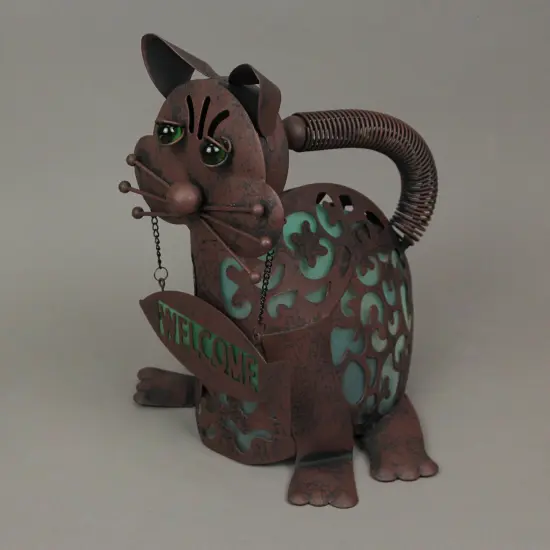 Metal Cat & Dog LED Solar Garden Statue Accent Light Patio Decor Sculpture Art {2}